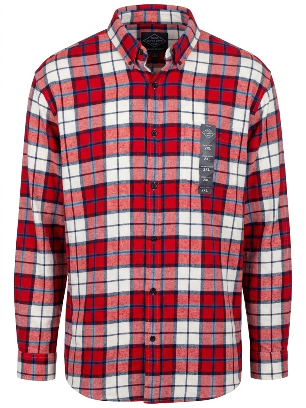 St. John's Bay Men's Red White Plaid Button-Down Shirt 2XL
